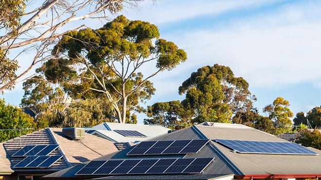 solar panels on suburban homes in adelaide